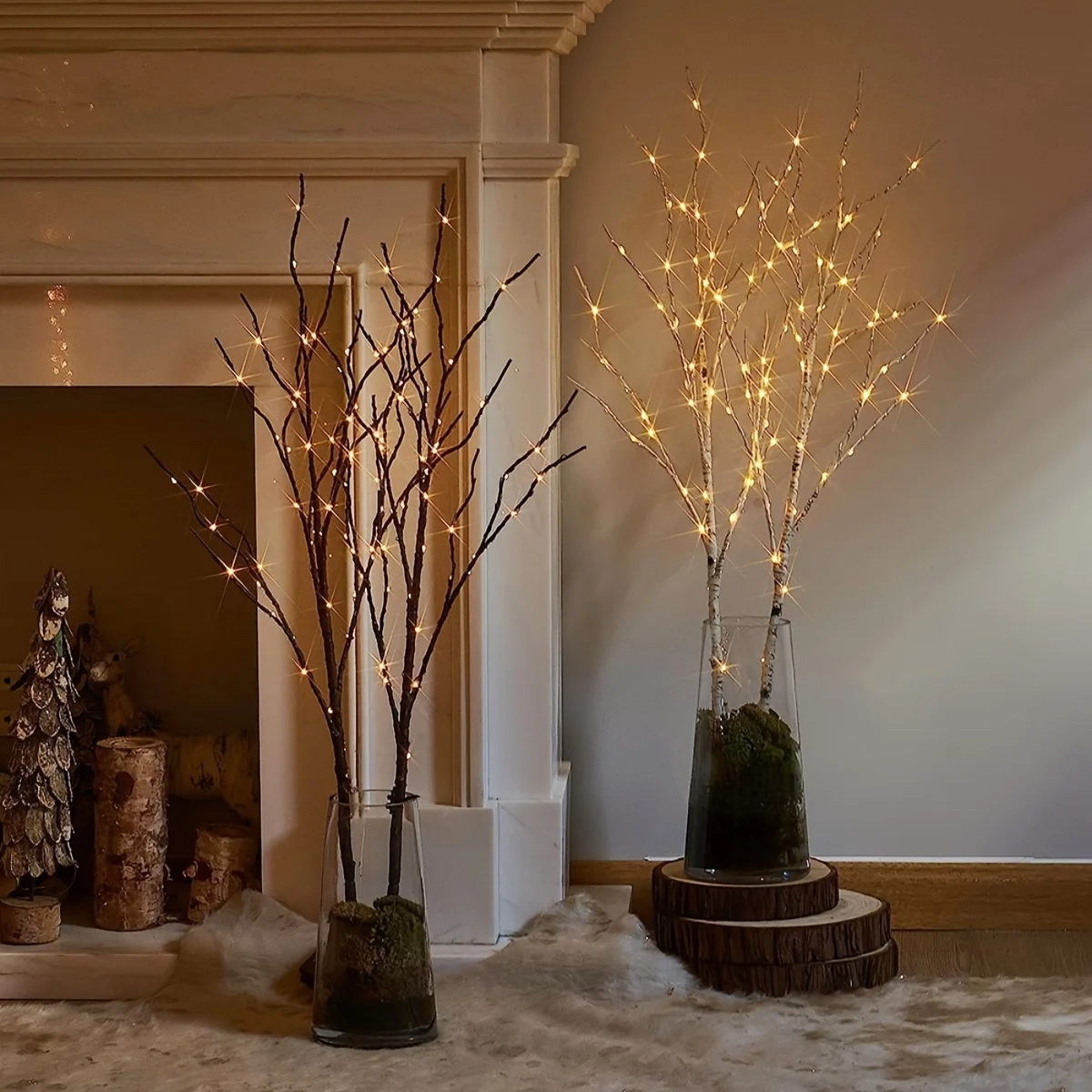 50LED weiße Birke Zweig festliche Licht Weihnachtsbaum Zweig Fee Girlande Licht Party Hochzeit Dekoration Abendessen Tischlampe neu