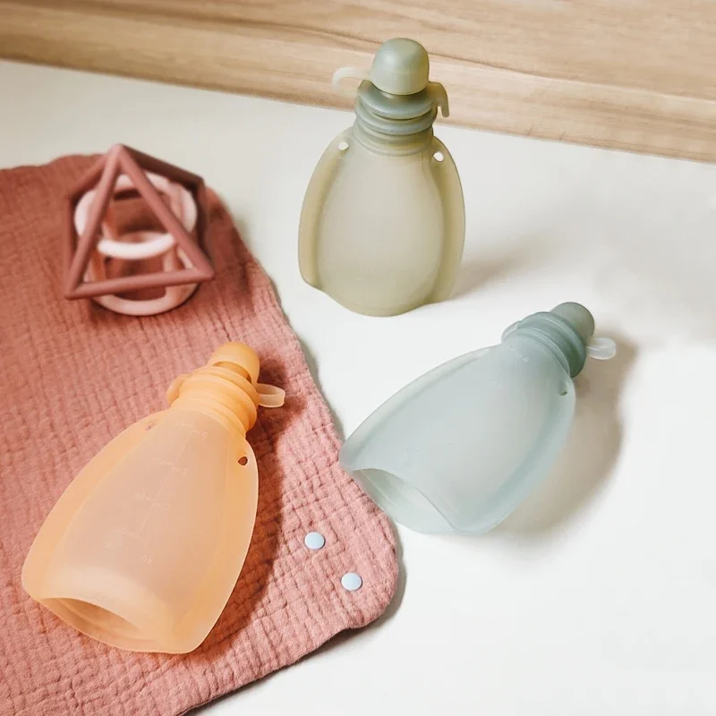 Bolsas de silicona recargables para comida de bebé, sin Bpa, 120ML, contenedores de almacenamiento reutilizables para apretar para niños pequeños, sin Bpa