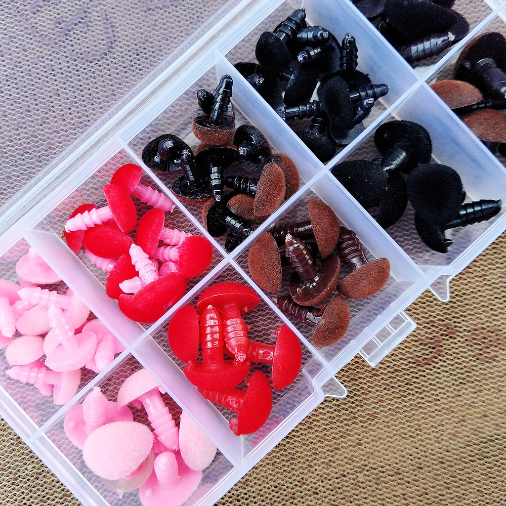 70 Chiếc Nhựa An Toàn Mũi Cho Móc Đồ Chơi Amigurumi Móc Bằng Mix Bộ Hộp Màu Hồng/Đỏ/Đen/Nâu Mũi động Vật Cho Gấu Con Rối Búp Bê Đồ Chơi