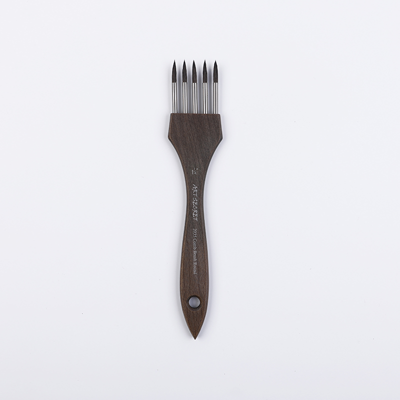 Pennello per pittura acrilica per acquerello con pettine multidente ArtSecret # 2035 Crine di cavallo Mix Capelli in nylon Manico in legno Cancelleria artistica