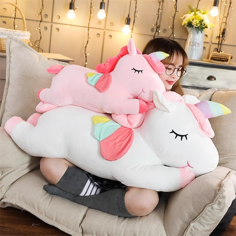 Unicórnio brinquedo de pelúcia unicórnio animal de pelúcia macio travesseiro, unicórnio de pelúcia presente de aniversário brinquedo de pelúcia macio, presente para crianças