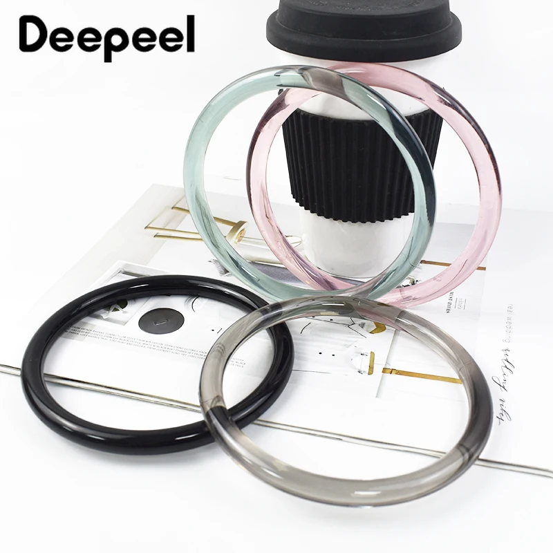 Deepeel-mango Circular acrílico de 10cm para bolsa, asas decorativas de plástico transparente, anillo de resina, piezas de equipaje DIY, 2/4 Uds.