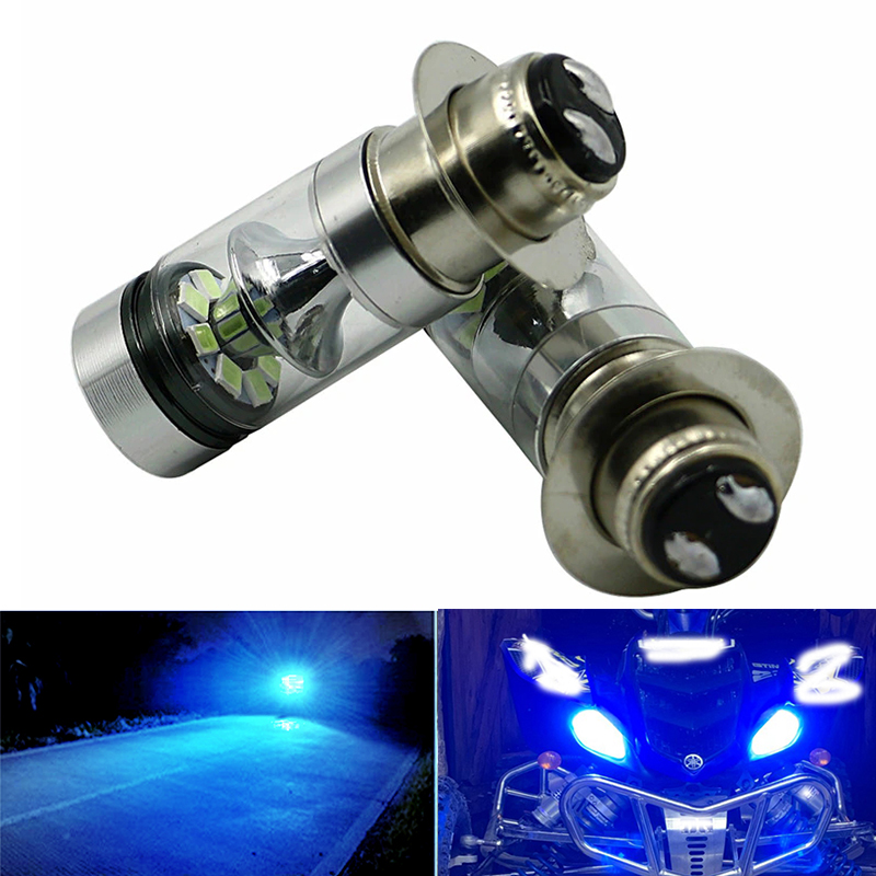 2 pçs super azul branco led faróis lâmpadas atualização lâmpada para yamaha grizzly 660 400 yfz450 raptor 350 700 rinoceronte h6 100w atv utv