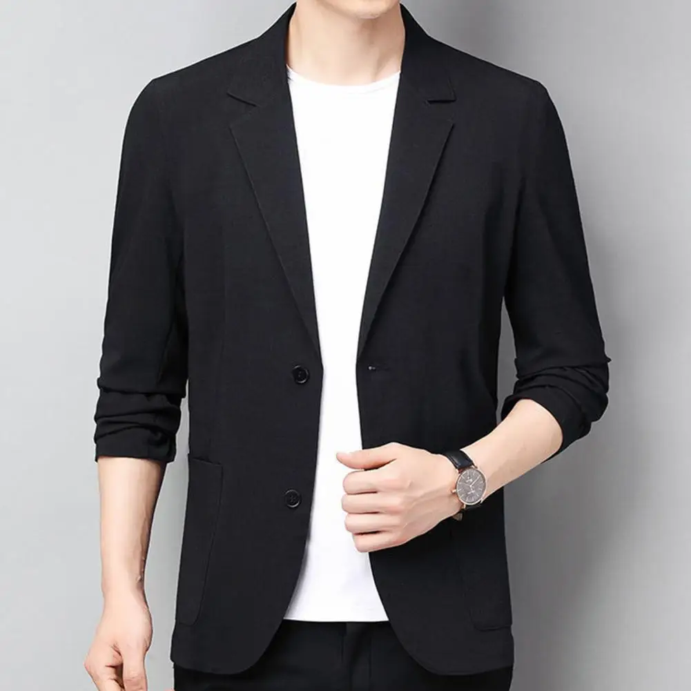 Verão masculino casaco fino terno jaqueta outono linho cor sólida casual terno coreano fino ajuste formal terno de negócios jaqueta