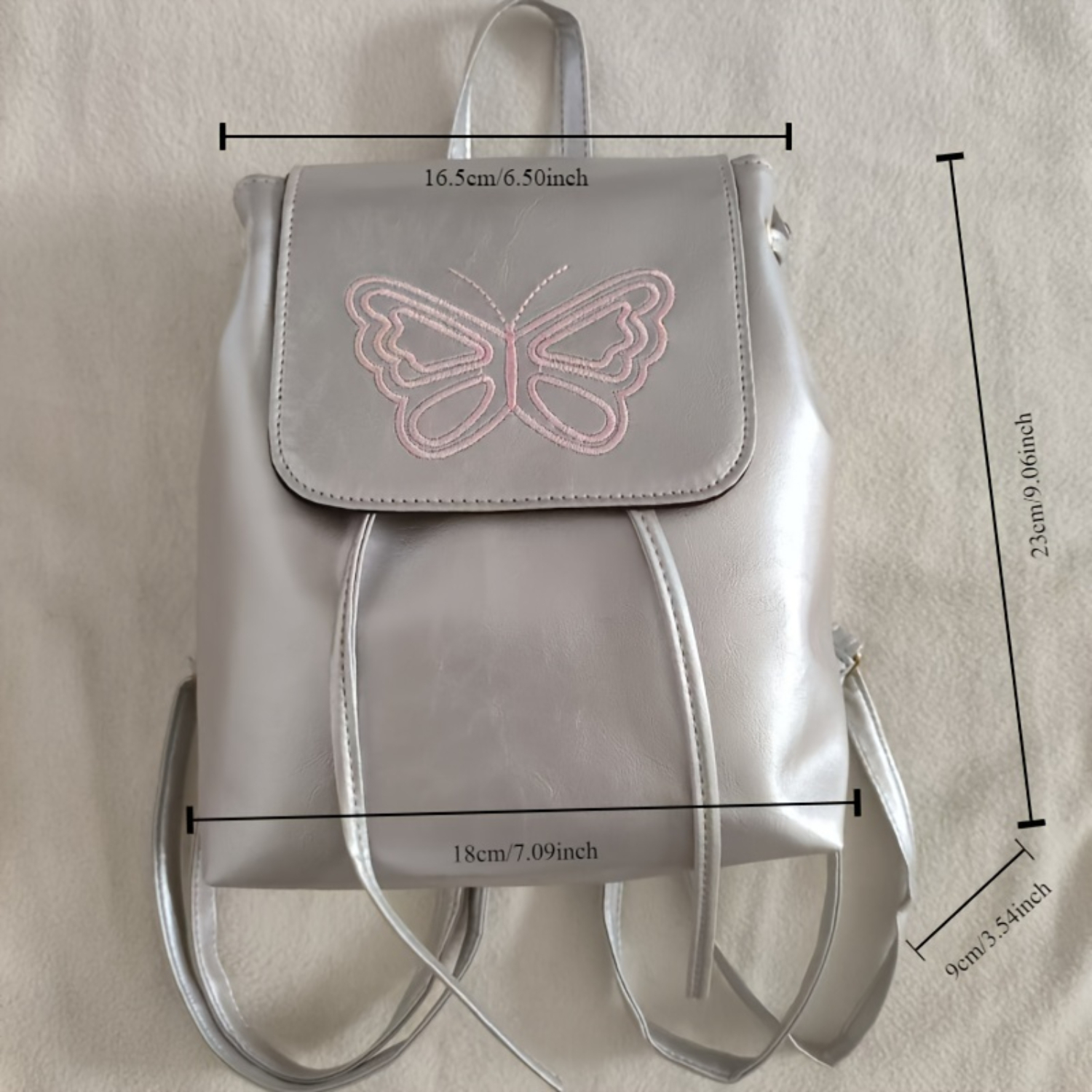 Chic Style PU Leather Shoulder Backpack, Casual Trendy Dual-Strap Bag For Shopping Use