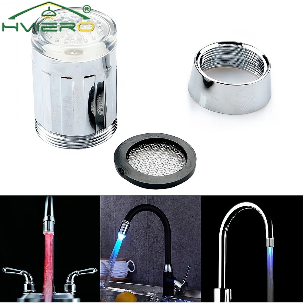 Lámparas serpentinas para grifo de agua LED iluminadas, Sensor de temperatura que cambia de 7 colores, boquillas de ducha brillantes, cabezal, accesorios de baño y cocina
