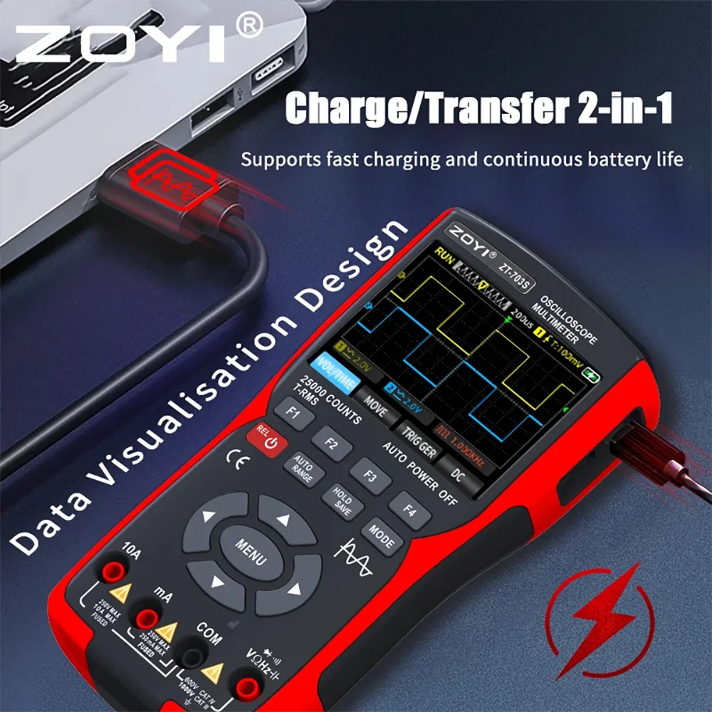 ZT703S neue farbe bildschirm handheld digitale oszilloskop multimeter auto reparatur instrument multi-funktion messung anti-brennen