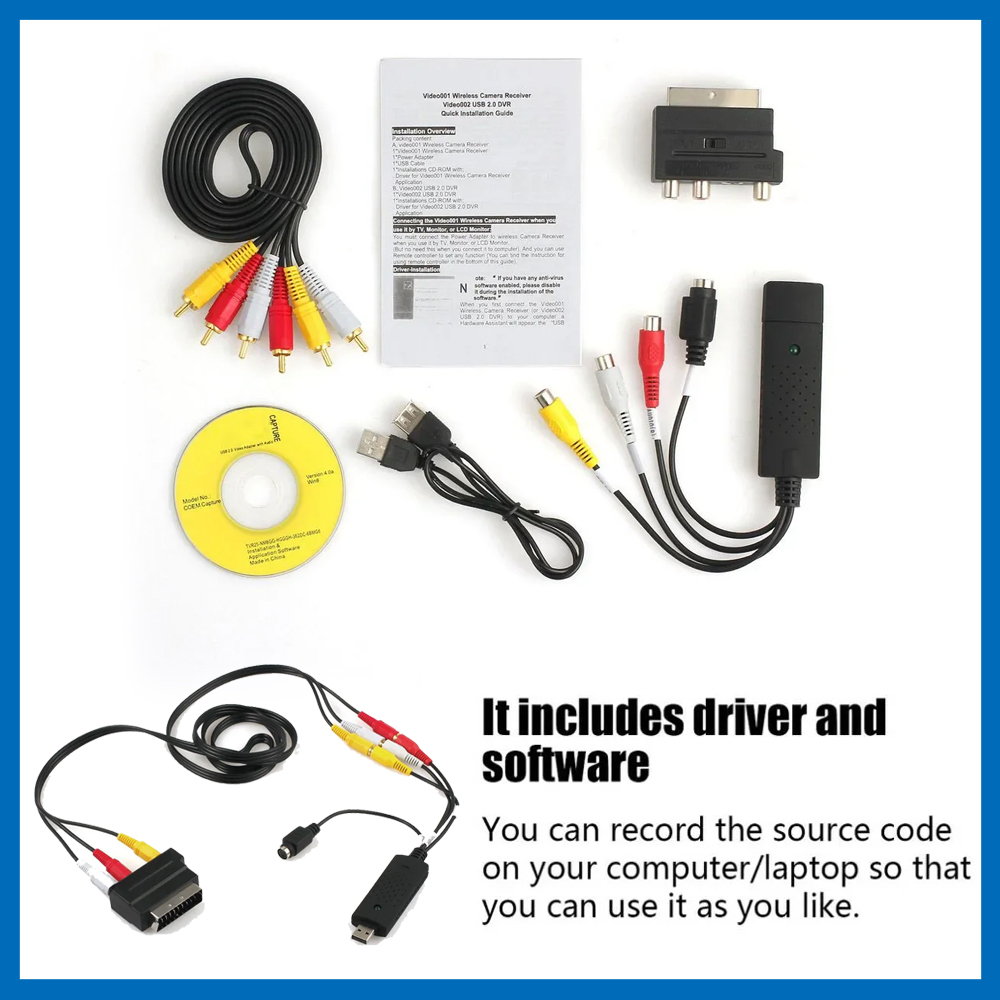 VHS To DVD Converter USB2.0 Convert Analog Video To Digital Format Audio Video DVD VHS Record Capture Card quality PC adapter