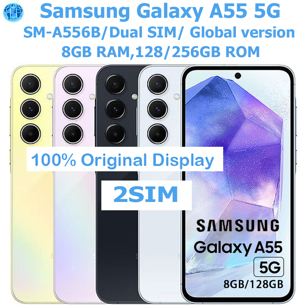 Samsung Galaxy A55 5G Smartphone Exynos 1480 50MP Camera 6.6" FHD+ Super AMOLED 120Hz Display 25W 5000mAh Fast Charge Cellphone