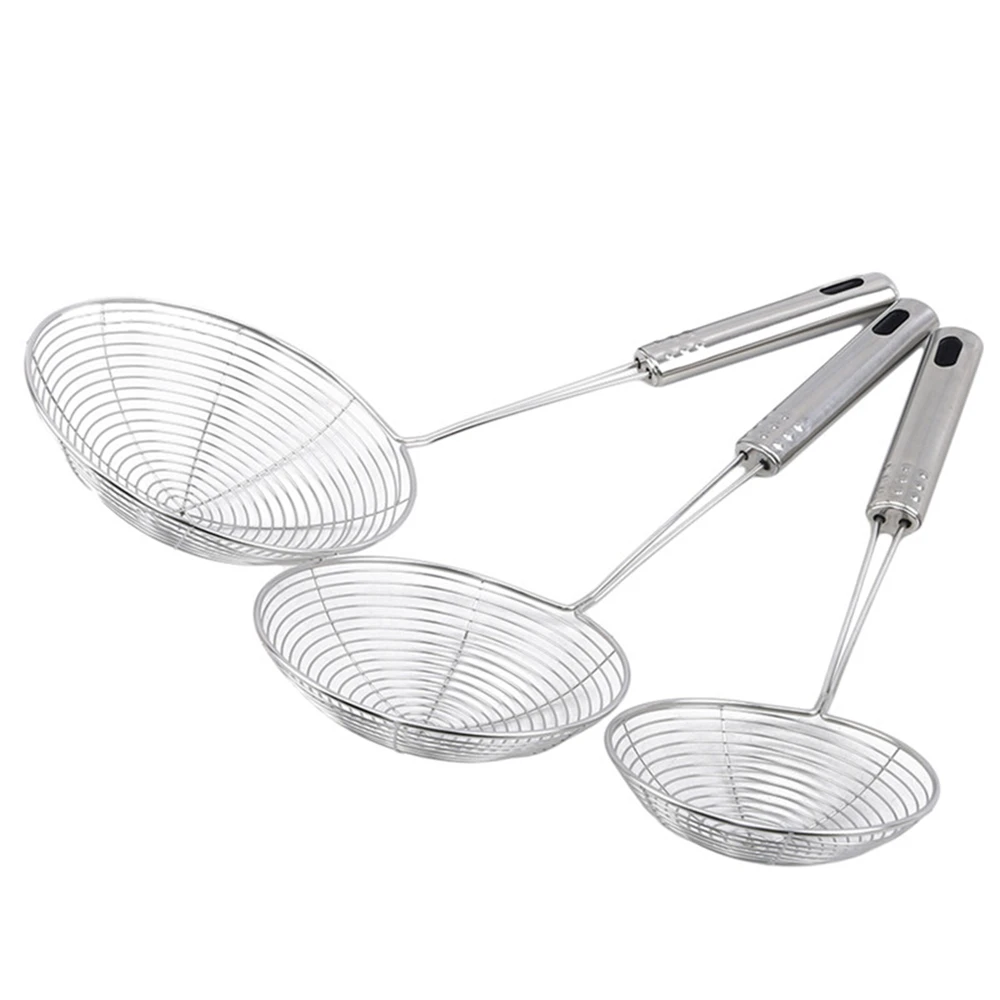 Colher de skimmer de malha fina de aço inoxidável multifuncional filtro de aranha com alça longa para cozinhar fritar e coar macarrão