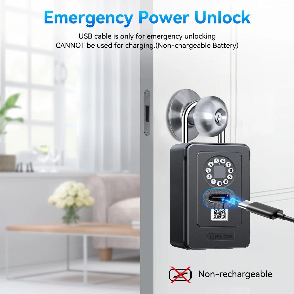 Camluxy สมาร์ทคีย์กล่องลายนิ้วมือปลอดภัยล็อคกุญแจ 6 รหัสผ่านดิจิตอลรหัส Security Lockbox รหัสผสม IC Card ปลดล็อค