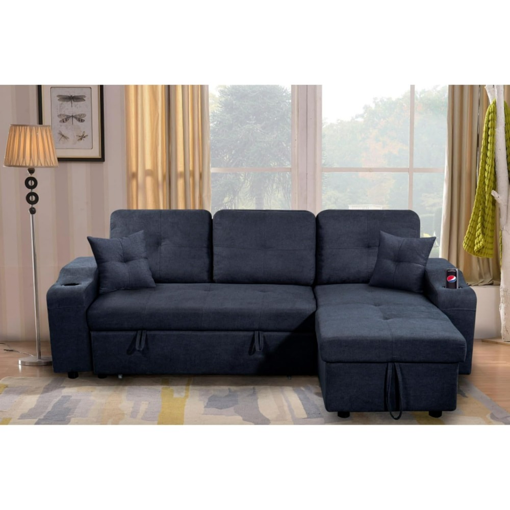 Convertible Sectional Sofa with Armrest Storage & Chaise Longue, for Living Room and Apartment, Multiple Features Living Sofas