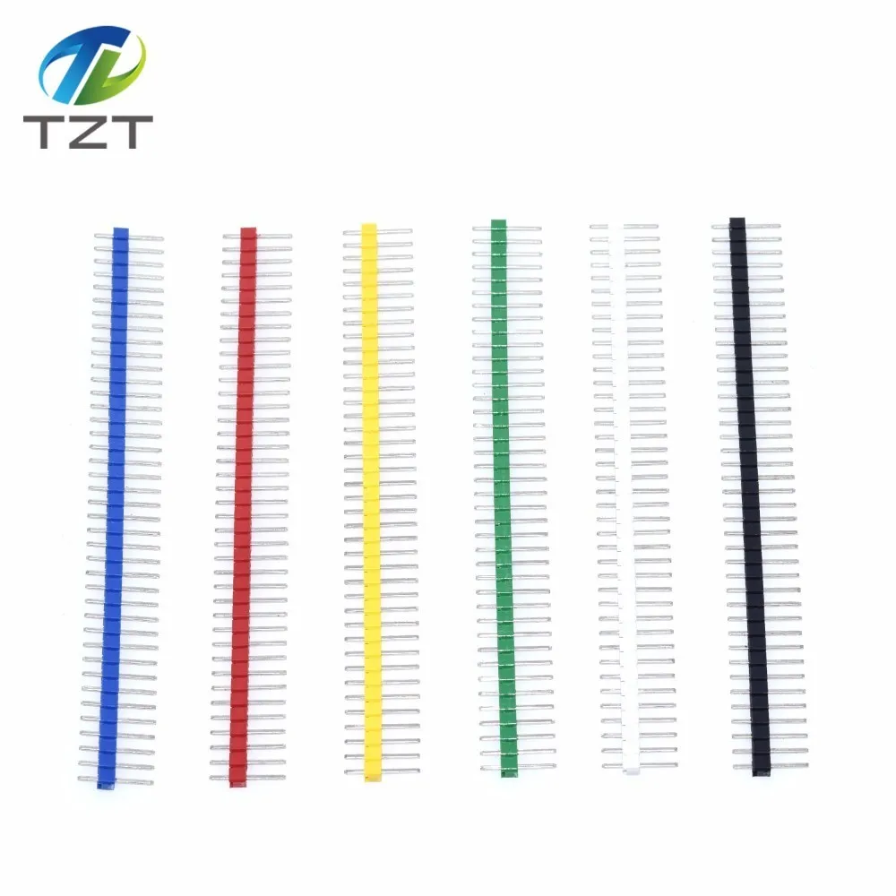 40Pin 1x40P 2,54 MM Stecker Zerbrechlicher Stiftleistenstreifen 2,54 Lang Blau Rot Weiß Grün Gelb Stecker 5 Farben Kit
