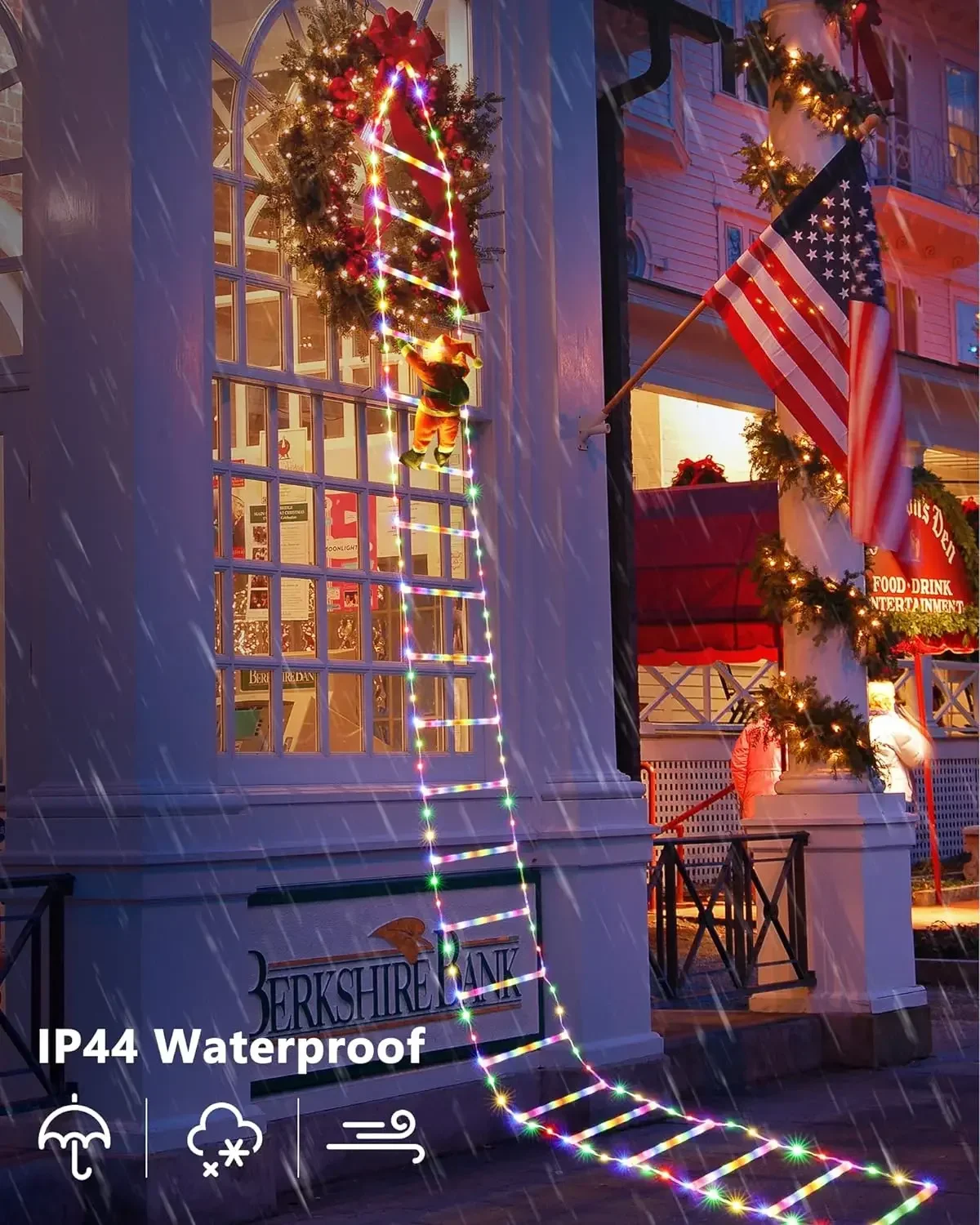 Christmas Decorations LED Ladder Lights with Climbing Santa Claus Indoor Lights Xmas Lights Tree for Holiday Window Xmas Decor