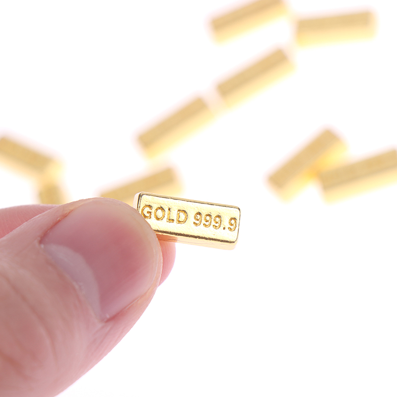 10 peças 1:12 casa de boneca em miniatura barra de ouro modelo de moeda de cobre brinquedo simulação acessórios de decoração