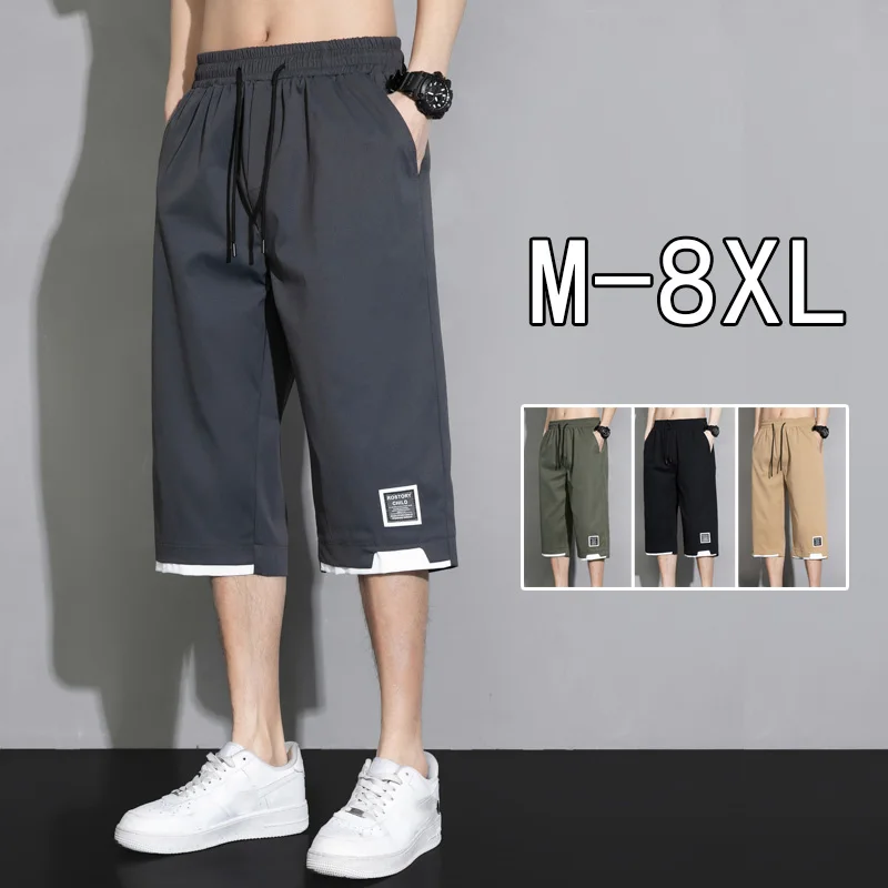 Plus size grandes shorts masculinos 2025 verão nova moda solta esportes masculinos e calças casuais finas 7/4 calças respiráveis roupas masculinas bermuda masculina academia short masculino roupa praia calças
