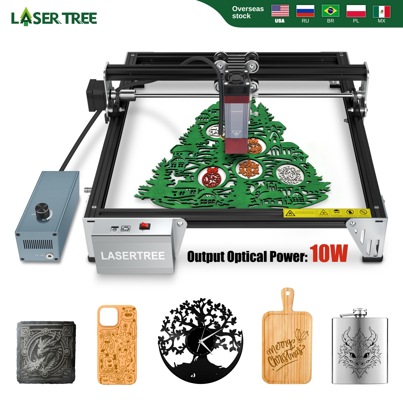 Laser Tree K1-MINI Lasergravierer mit 10 W Laserkopf, Gravur-Schneidemaschine, Gravurbereich 300 x 300 mm, Holzbearbeitung, DIY-Werkzeuge