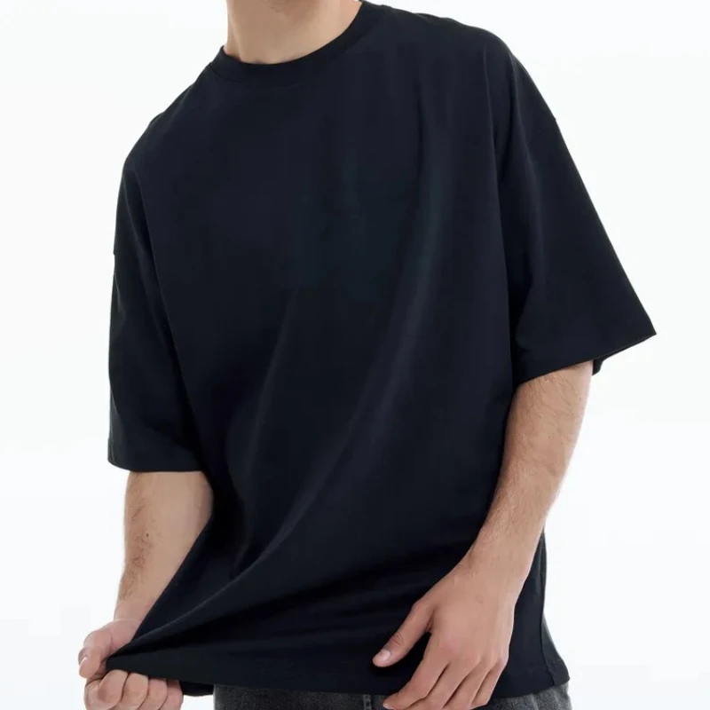 เสื้อยืดผู้ชายคุณภาพสูง ปี 2025 สีพื้น แขนสั้น สไตล์ฮิปฮอป Y2k เสื้อลำลอง ระบายอากาศดี ทรงโอเวอร์ไซส์ เสื้อคู่สำหรับเล่นกีฬา