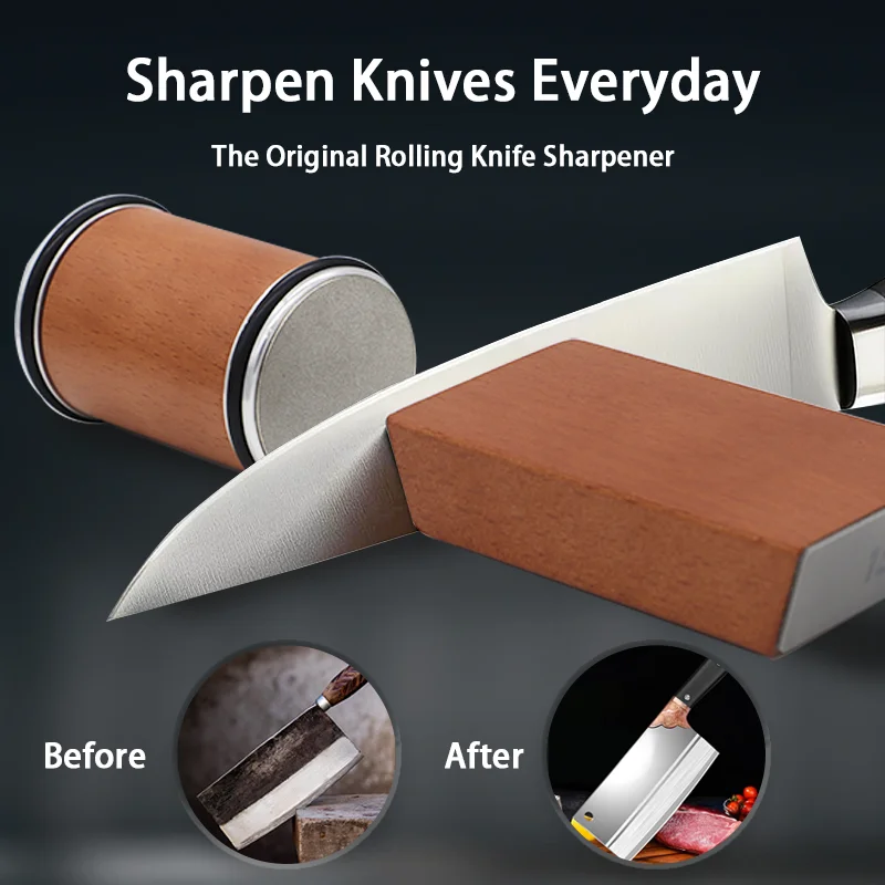 มีดกลิ้ง Sharpener สองด้านเพชร Sharpening หิน 15 และ 20 องศามุมแม่เหล็กลูกกลิ้ง Sharpening สําหรับมีดครัว