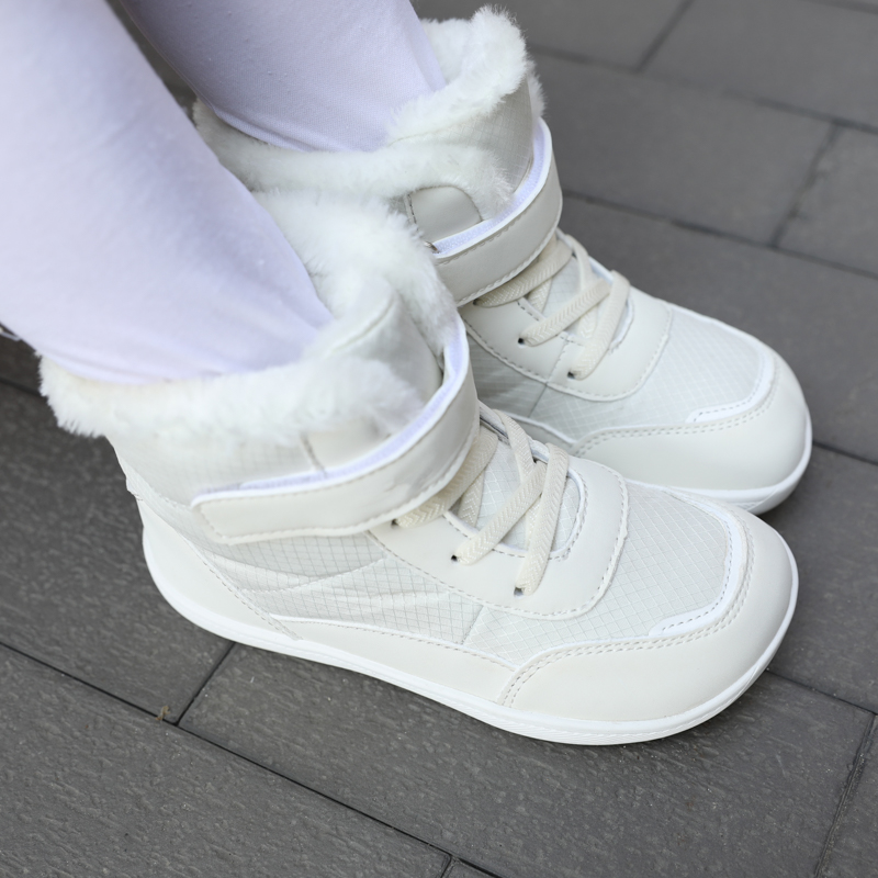 Children's wide toe barefoot snow boots suitable for small/medium/large children thickened waterproof high-top cotton shoes