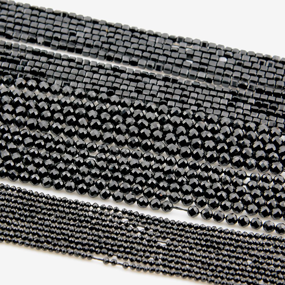 Cuentas redondas facetadas de turmalina negra Natural/cubo/Rondelle de 2mm,3mm,4mm,1x2mm,2x3mm, fabricación de joyas finas