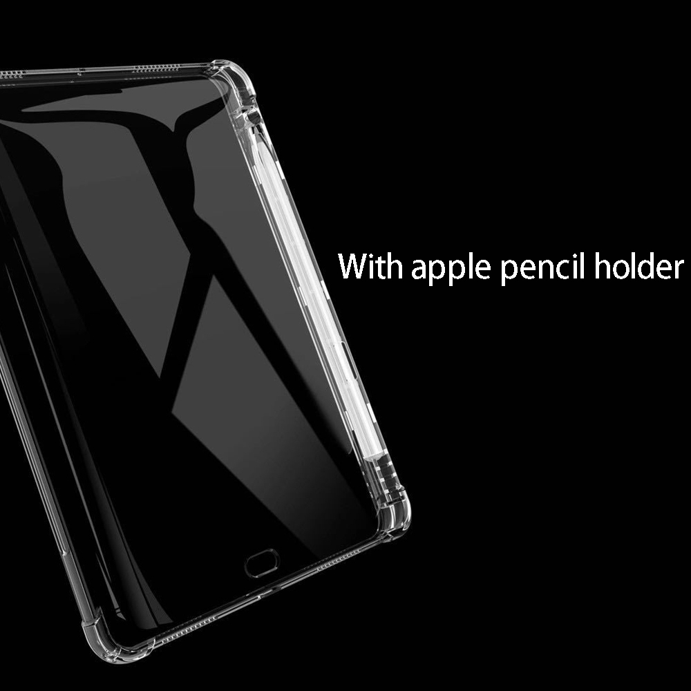 Capa transparente para ipad pro 11 12.9 10.5 9.7 9a geração com suporte de lápis capa ipad mini 6 air 5 4 3 2 1 10th 8 7 5 tpu case