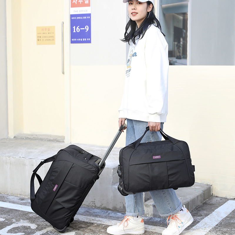 Grande Capacidade Mala de Viagem com Rodas, Trolley Bag, Rolling Bagagem, impermeável Saco de rodas, Boarding Bag, Oxford