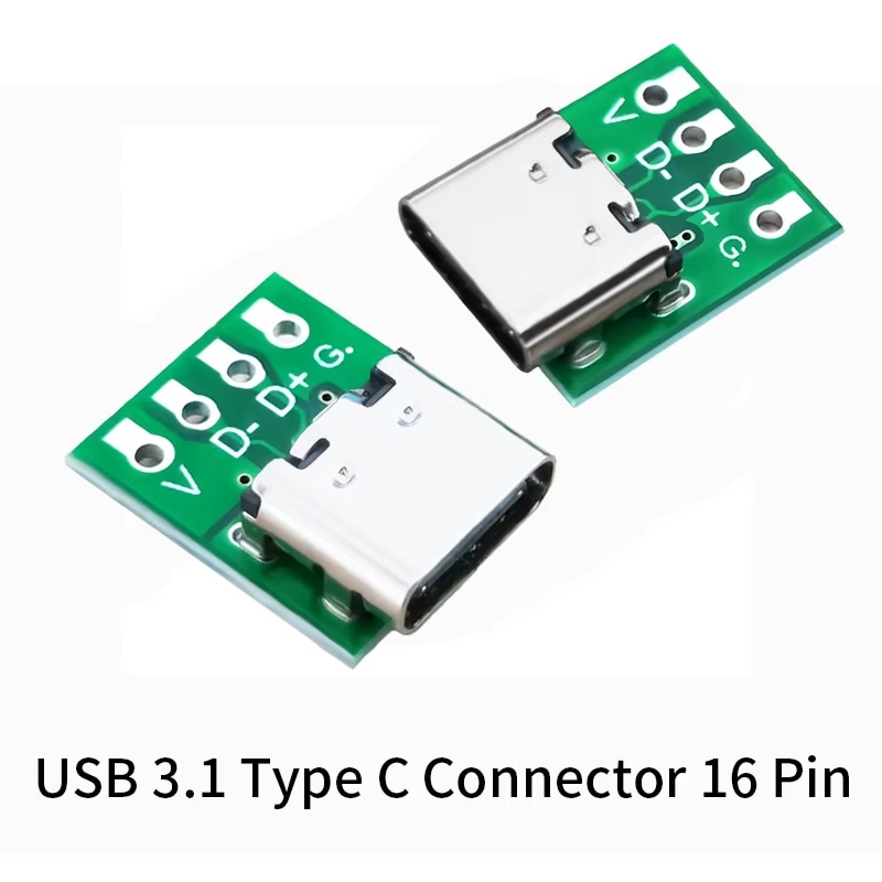 Conector tipo C USB 3,1 tipo C, adaptador de placa PCB de prueba de 16 pines, toma para transferencia de Cable de línea de datos, 10/5 Uds.