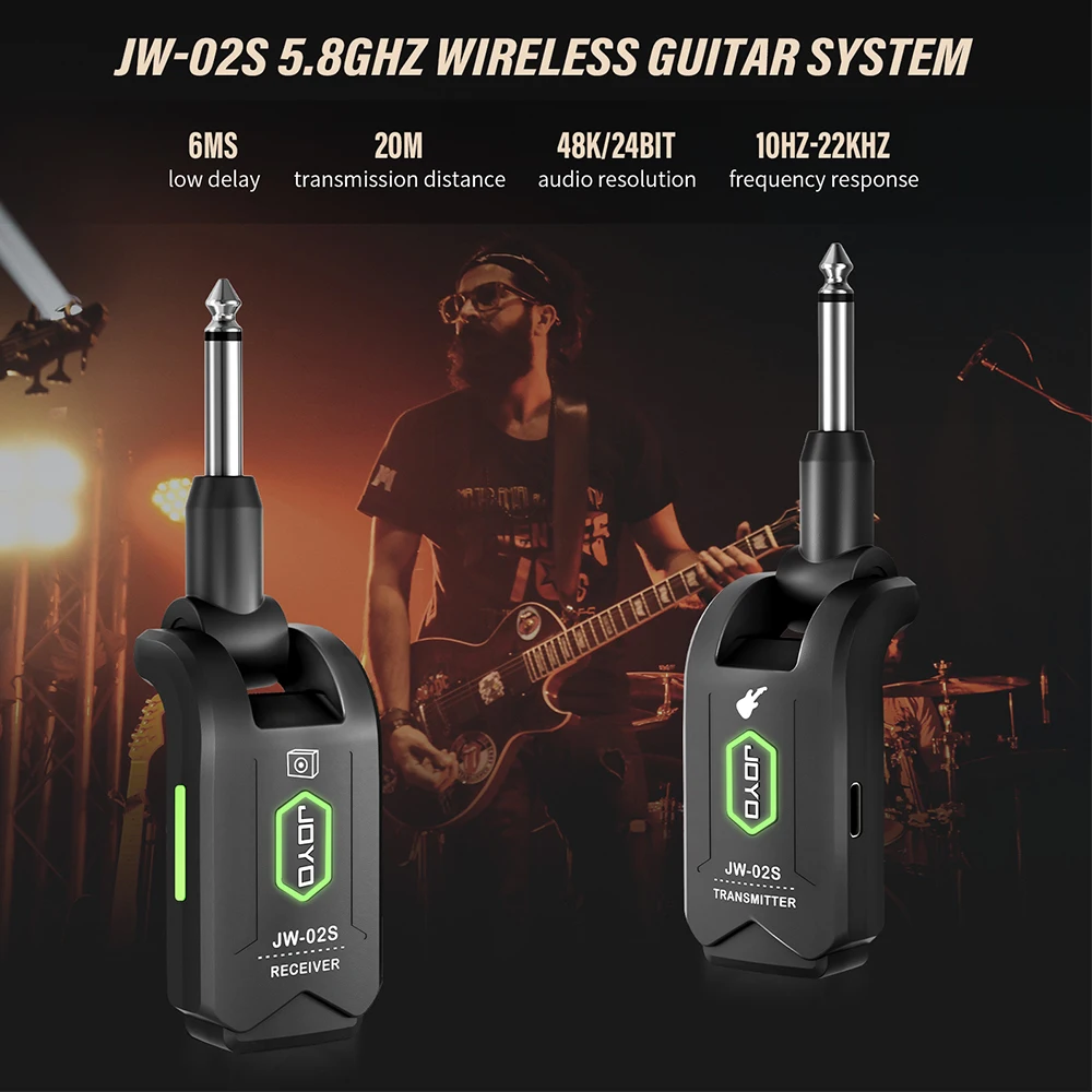 JOYO JW-02S Wireless Guitar System 5.8Ghz High Frequency ISM Band Wireless Guitar Transmitter Receiver for Electric Guitar Bass