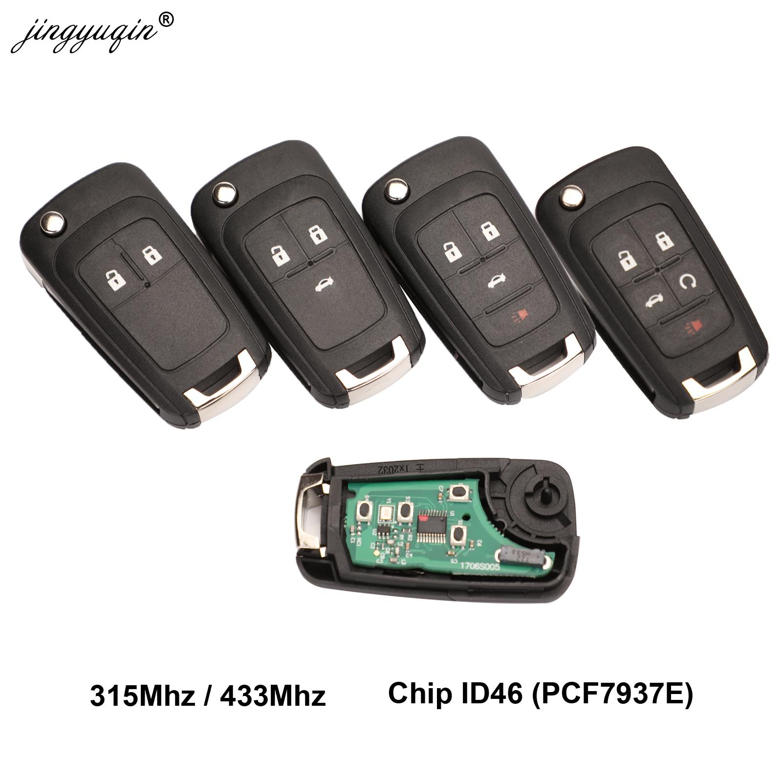 Jingyuqin Chave Remota de Carro com 2/3/4/5 Botões DIY para OPEL/VAUXHALL Astra J Corsa E Insignia Zafira C 2009-2016 315 / 433MHz PCF7937E