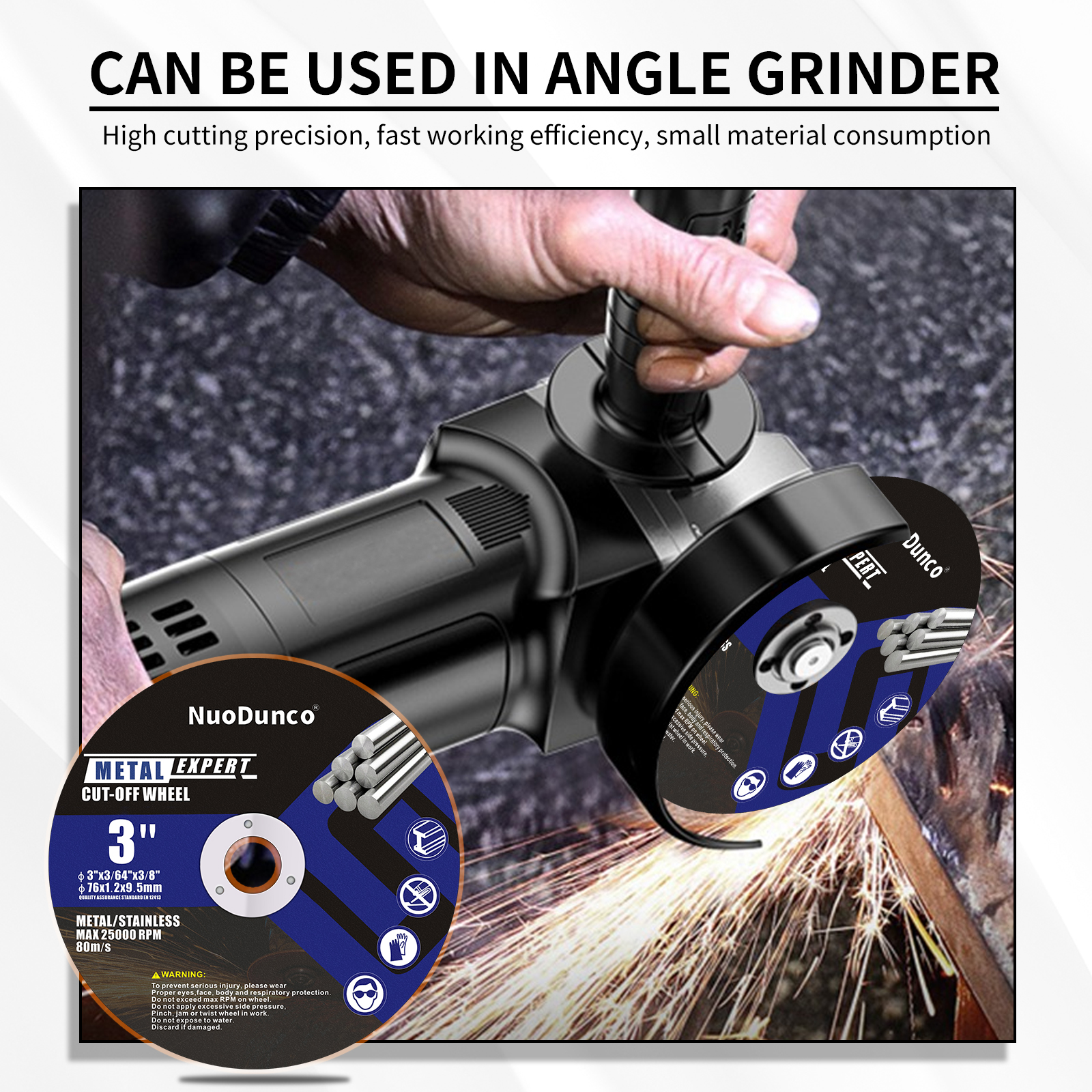 Disco de corte de Metal de 76mm para amoladora angular, rueda de corte de orificio de 9,5mm, hoja de sierra de lijado de acero inoxidable para Metal