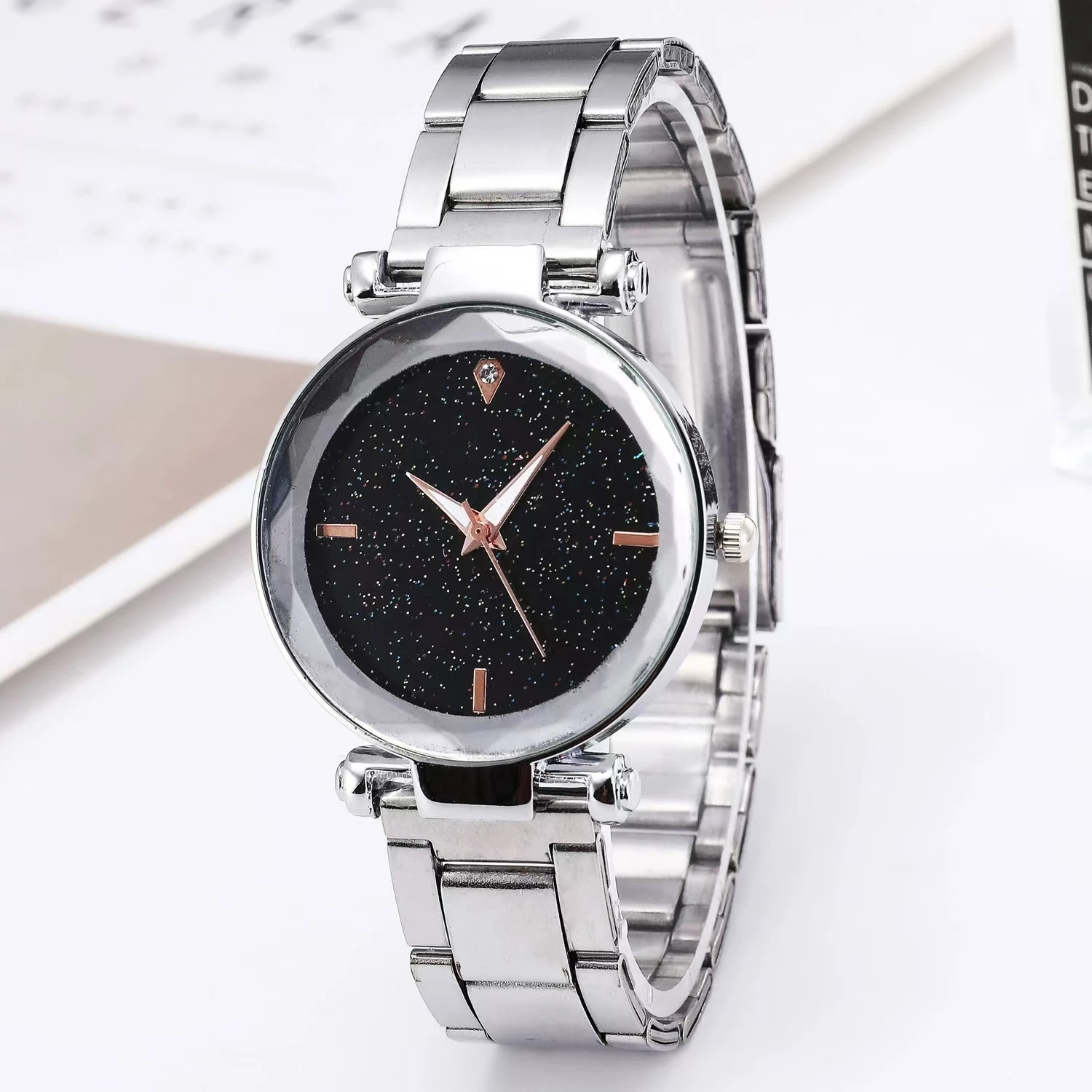 Reloj de cuarzo, conjunto de ocio a la moda, reloj con correa de acero, reloj de pulsera de aleación con diamantes de imitación, reloj para mujer