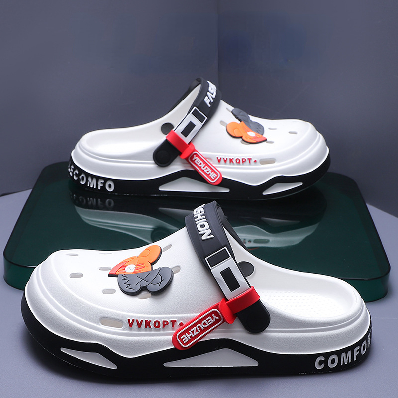 Летняя обувь с отверстиями, мужская одежда, повседневные модные нескользящие портативные спортивные сандалии, пляжные дышащие тапочки с шагом на носке для мужчин, уличные