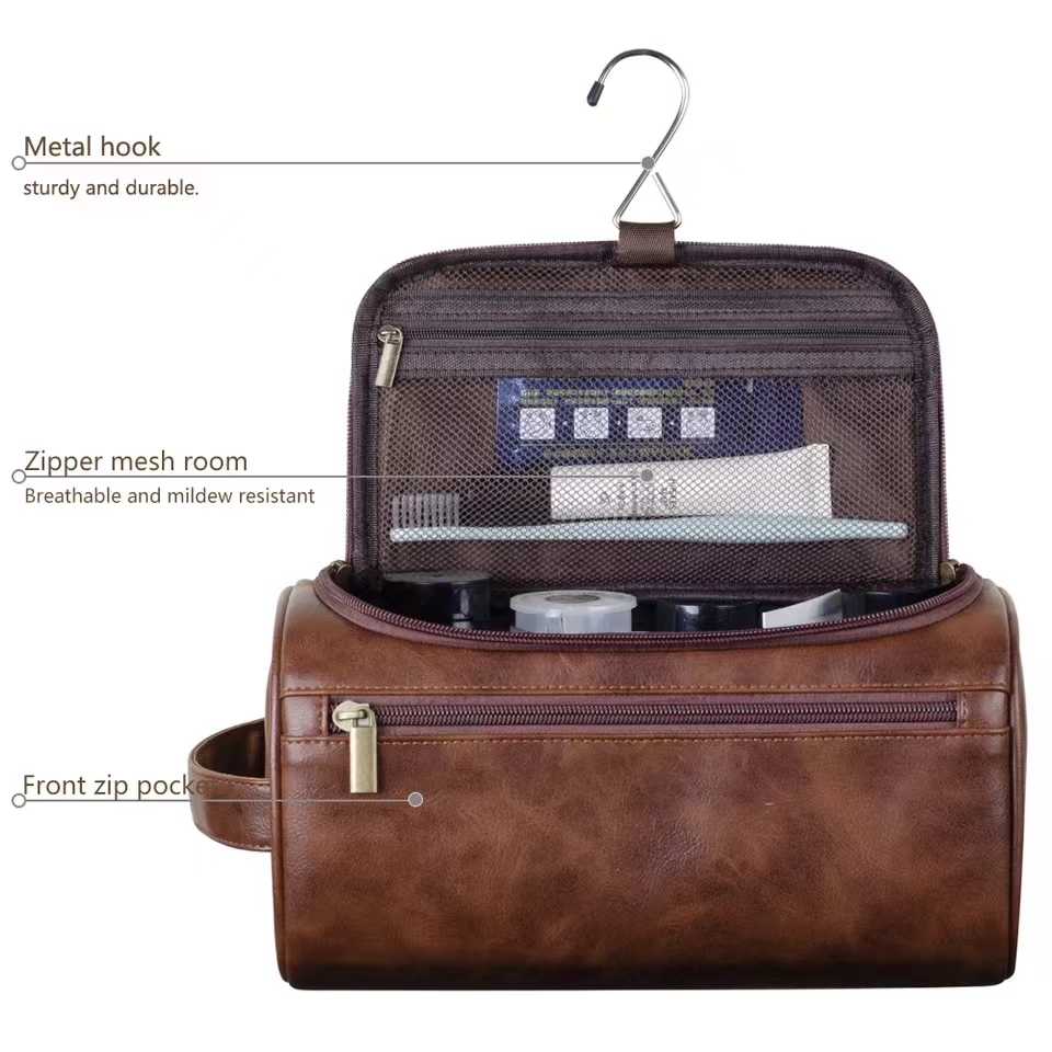 Skórzana kosmetyczka dla mężczyzn Dopp Kit Męska wisząca kosmetyczka Podróżna kosmetyczka do podróży Duża kosmetyczka dla T