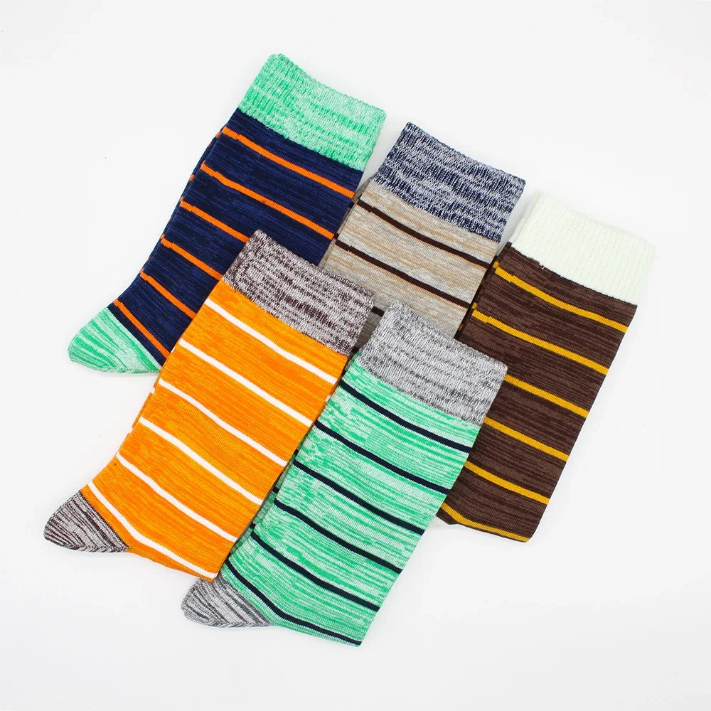 5 pares de calcetines largos divertidos de algodón de moda informal de talla grande para mujeres y hombres calcetines a rayas de arco iris de Color contrastante para hombres EU41-48