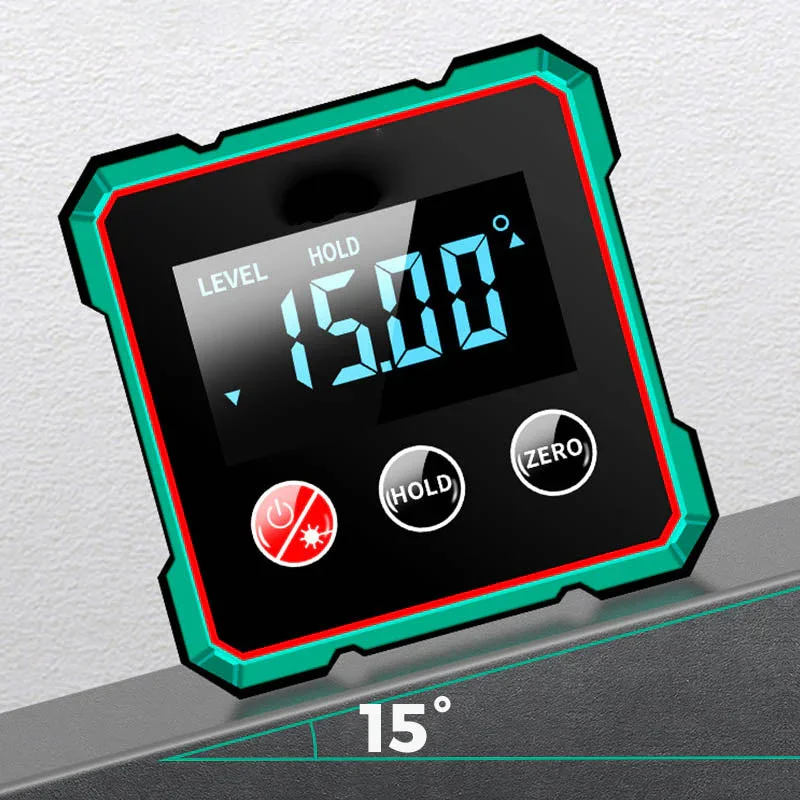 Magnetic Digital Angle Finder with Electronic Laser Gauge Protractor Inclinometer Level Magnets Level Ruler Angle Slope 0-90°