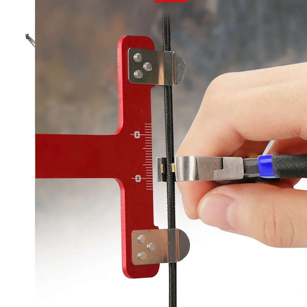 Juego de golpe de cuerdas de alicates de puntos de incocación de cuerda de arco de tiro con arco ​ Regla cuadrada en T con alicates, punto de latón para kit de afinación de arco Bowst
