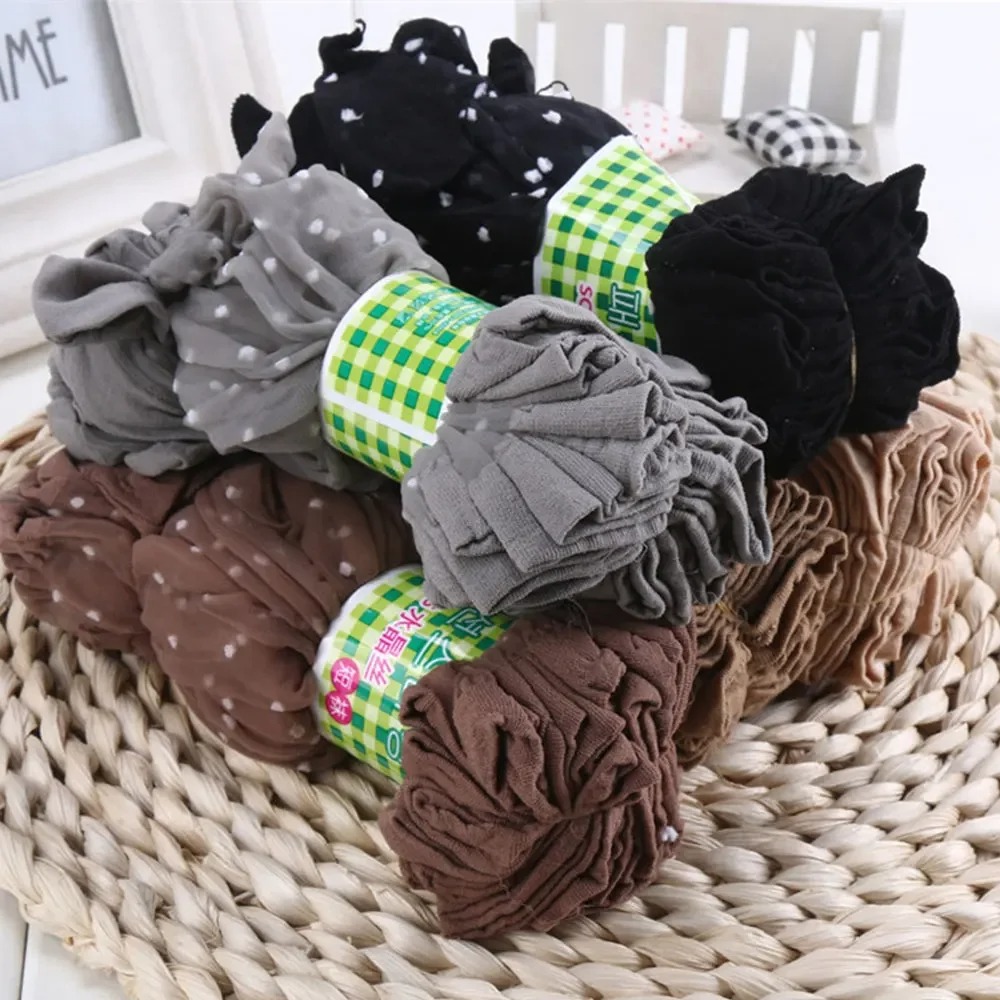 Black Dot Transparent Socks Ultra-thin Elastic Women Crystal Silk Socks Nylon Fashion Ladies Summer Short Ankle Socks
