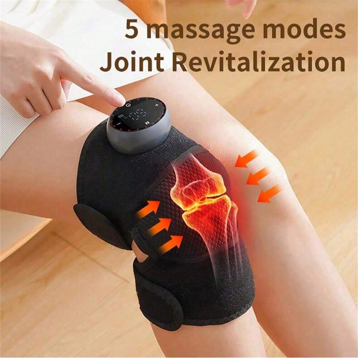 1 wiederaufladbares beheiztes Kniemassagegerät, verstellbares, vollständig beheiztes 3D-Kniepolster mit Heizmodus und einstellbarer Vibration