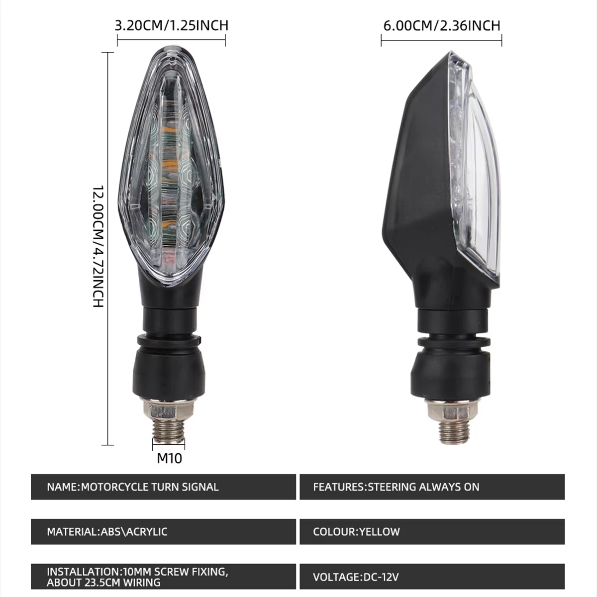 2Pcs 3led Motorfiets Signaallichten Rijden Licht Achterlicht Waarschuwingslampje Versieren Richtingaanwijzers Geen Knipperende Drl
