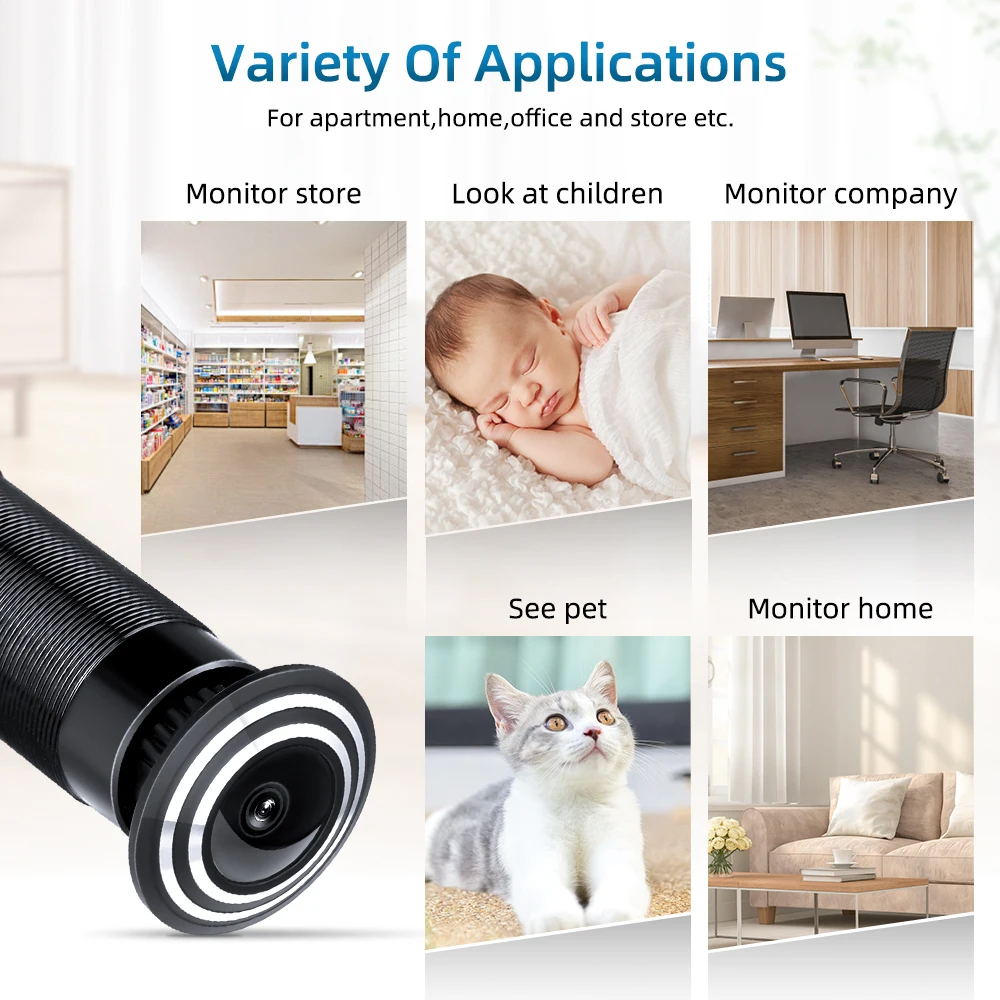 Awapow Tuya Door Peephole Viewer 2.4G/5G Wifi Mini Camera 170° Wide Angle PIR Motion Detection Wireless Intercom Home Security