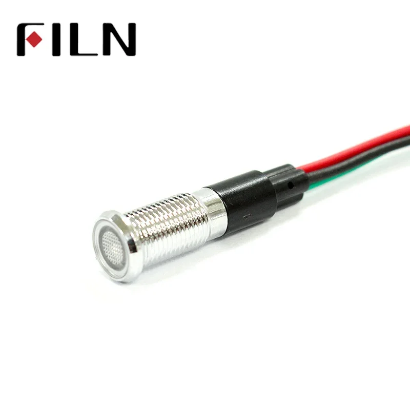 FILN 8mm Two-color Bicolor Red and Green 6V 12V 24V 36V 48V 120V 220V Metal Indicator Light Led Indicator Light with 20cm Cable