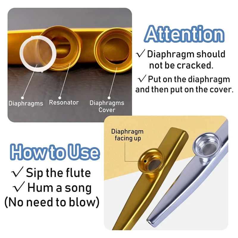금속 Kazoo 악기 플루트, 다이어프램 입, Kazoo 악기, 기타에 좋은 컴패니언