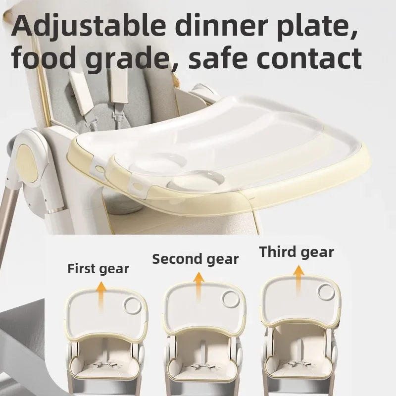 Multi Functional Baby Highchair เก้าอี้ให้อาหาร,ปรับที่นั่งเด็กเก้าอี้ล้อ, เก้าอี้สูงพับสําหรับให้อาหารเก้าอี้เด็ก