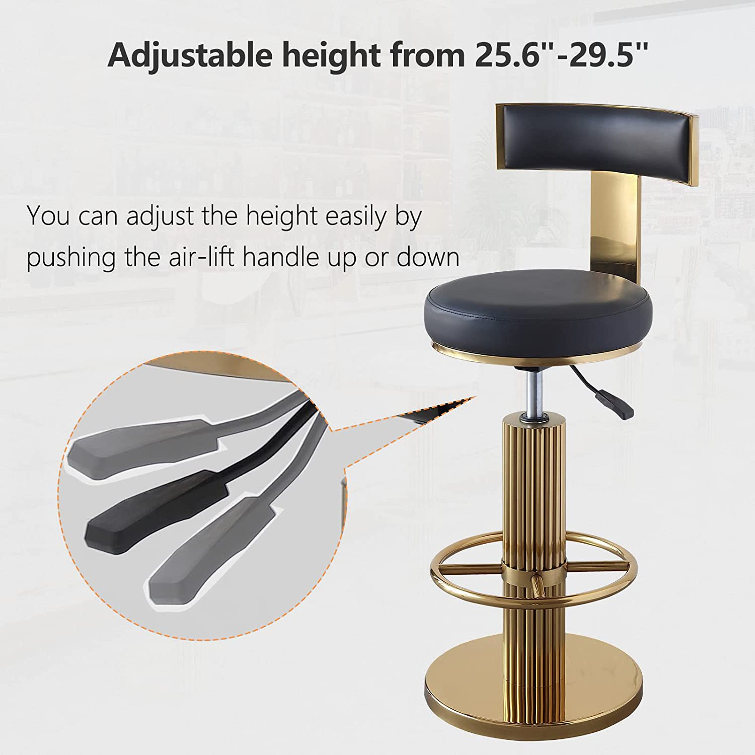 Silla de Bar dorada, taburete de Bar giratorio ajustable en altura, juego de sillas de comedor modernas de acero inoxidable para cocina