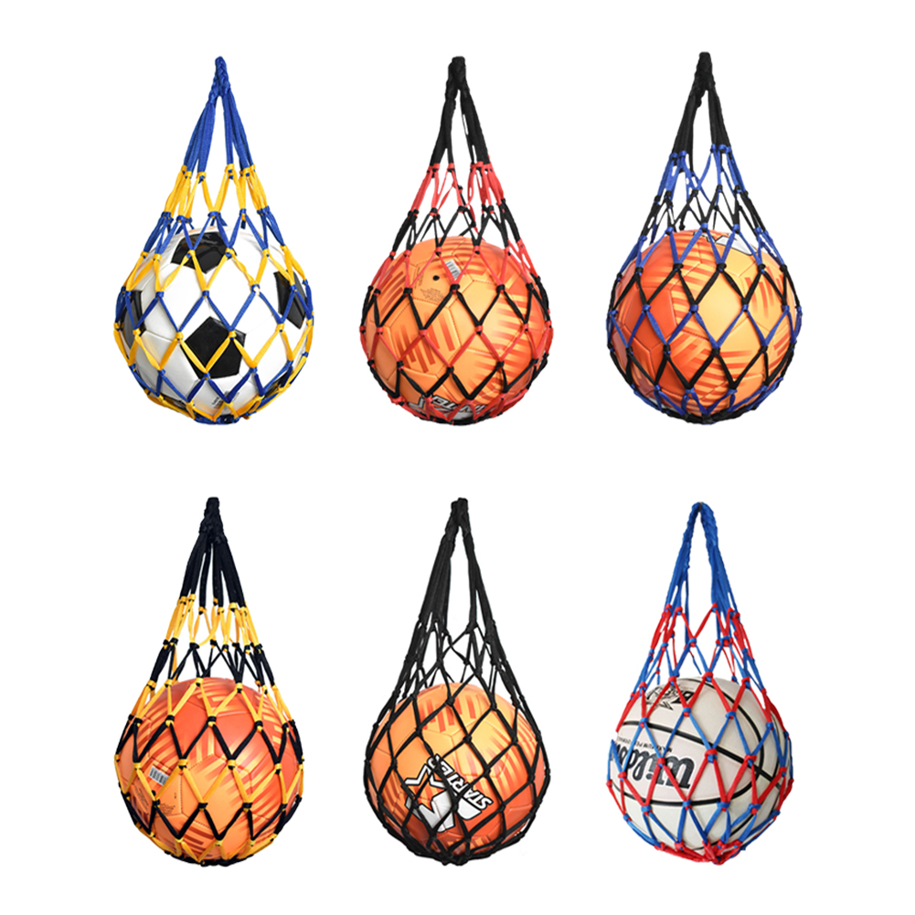 Suporte de bola esportiva para jovens, auto treinador de futebol, bolsa de rede esportiva, equipamento de malha para transportar basquete, vôlei, futebol