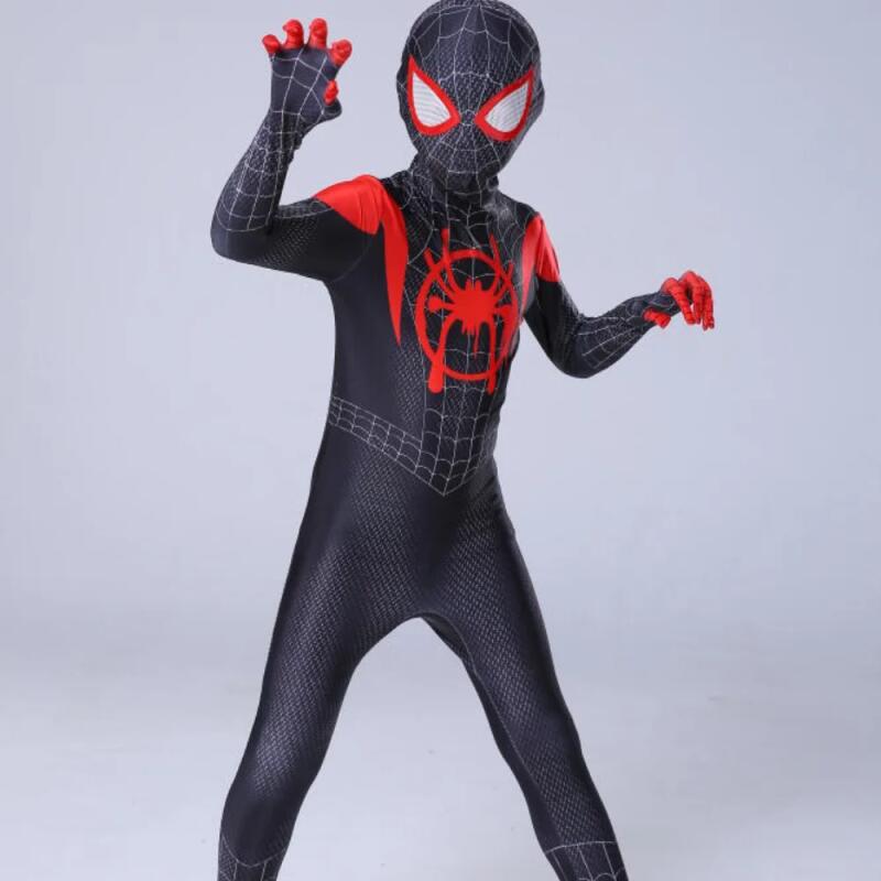Costume da supereroe Spider Man Tuta Miles Spiderman Costumi cosplay di Halloween Tuta Copricapo Separazione Set da festa