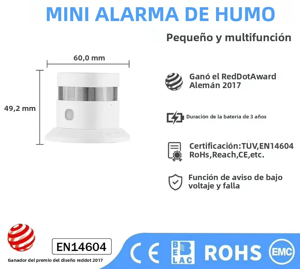 HEIMAN Zigbee Detector de humo Sistema de hogar inteligente 2,4 GHz Sensor de prevención de seguridad de alta sensibilidad