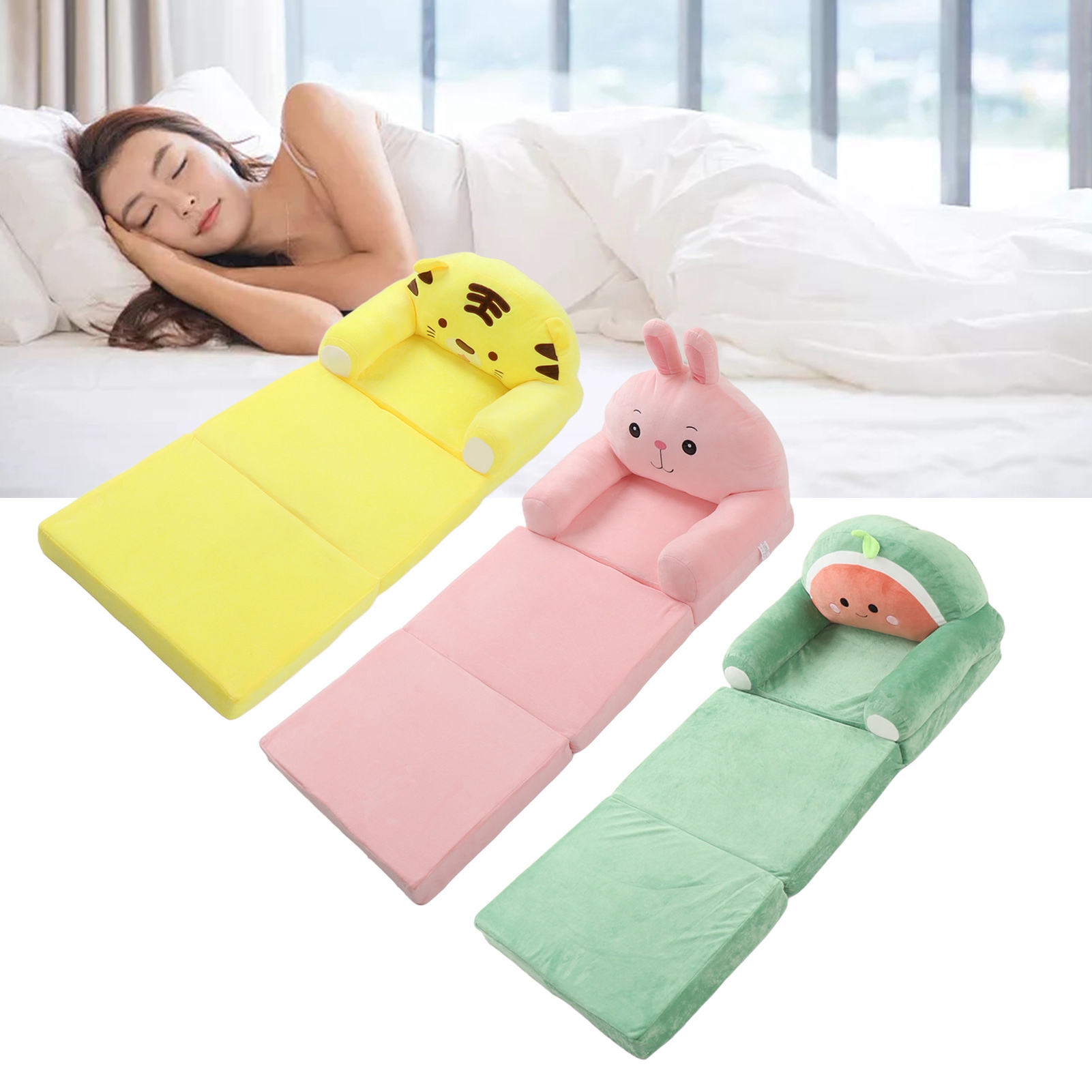 Cartoon Foldable Kids Sofa Kids Foldable Sofa Bed Humanize Washable Wide Armrest Comfortable for Living Room Children Foldable