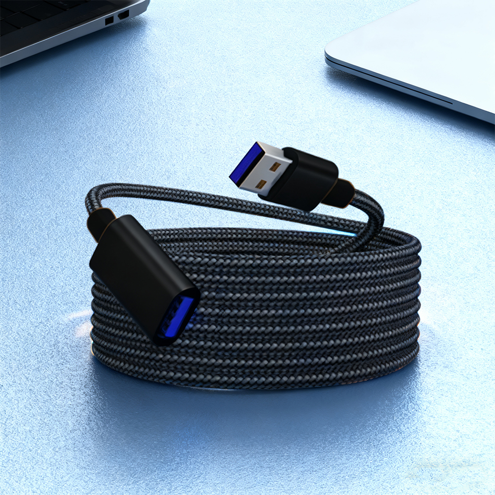 Black USB extension cable, suitable for keyboards, mice, game consoles, USB flash drives, printers, cameras, and other devices.